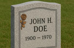 A traditional upright headstone receiving regular maintenance