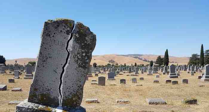 Professional headstone cleaning service in California cemetery