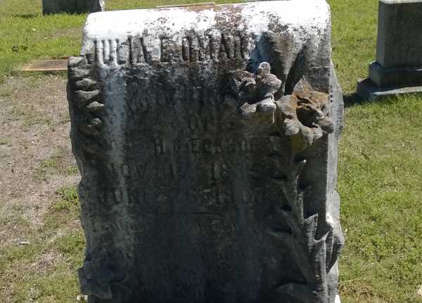 Weathered and uncleaned condition of granite upright monument in Alabama before professional cleaning