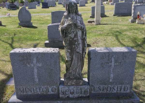 Weathered and uncleaned condition of granite multi-plot monument in New York before professional cleaning