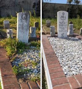 Full restoration and cleaning for upright monument, Louisiana, autumn, 2025 / Before and after
