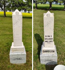 Restoration of slant monument, California, autumn, 2025 / Before and after