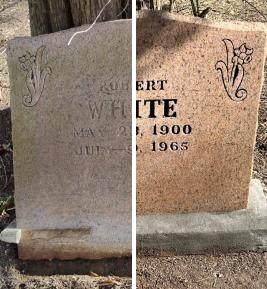 Restored ledger marker, North Carolina, fall, 2025 / Before and after